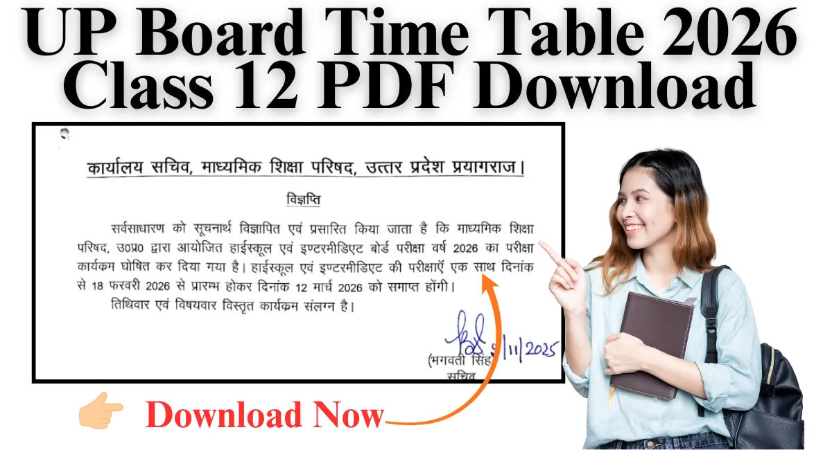 UP Board Time Table 2026 Class 12 PDF Download