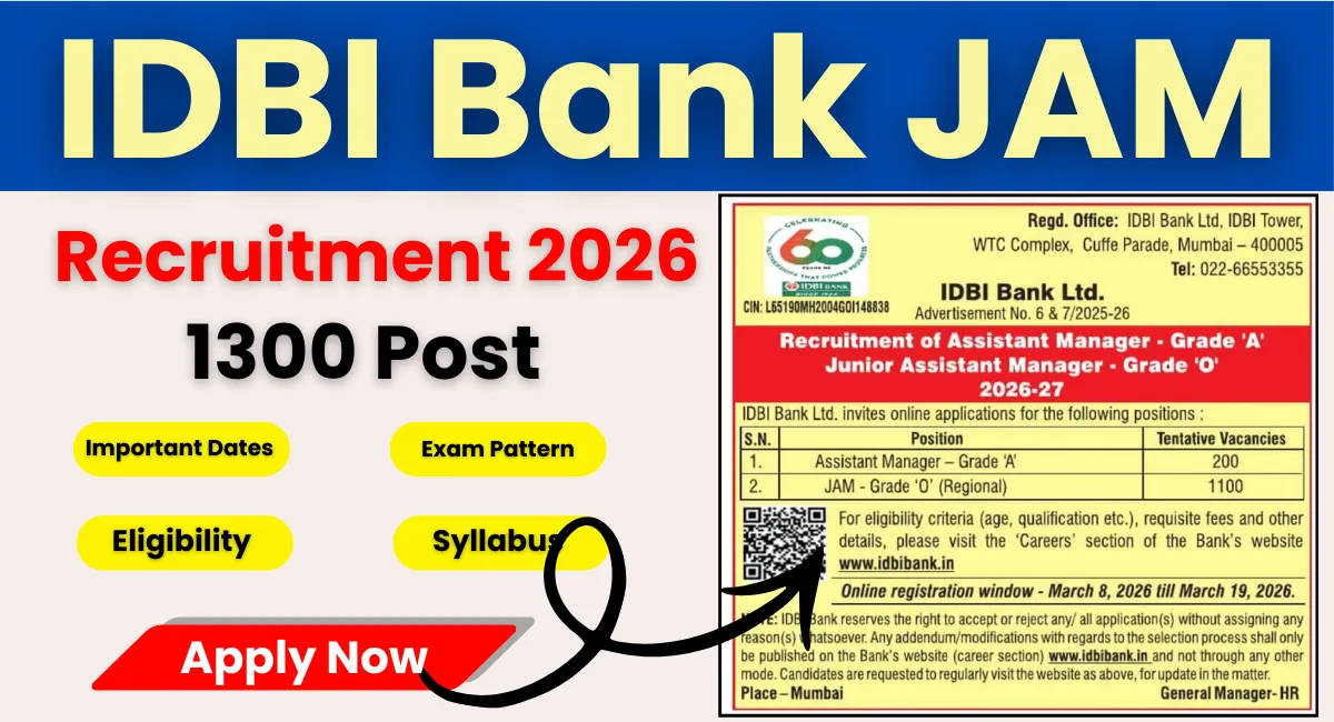 IDBI Bank JAM Recruitment 2026