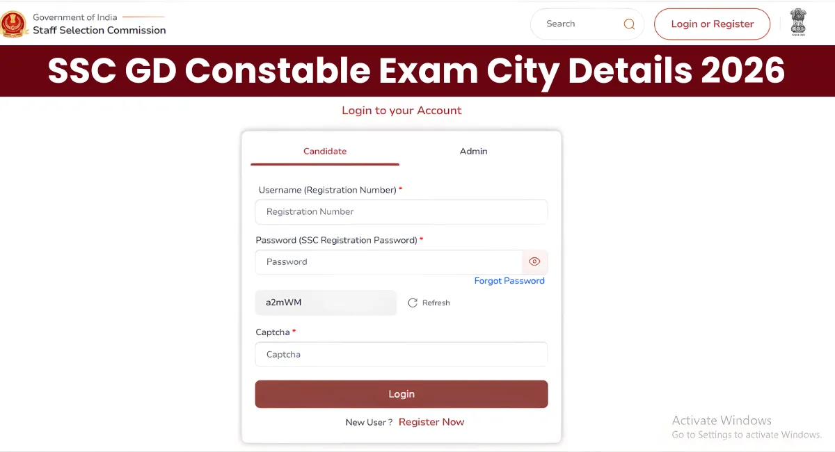 SSC GD Constable Exam City Details 2026